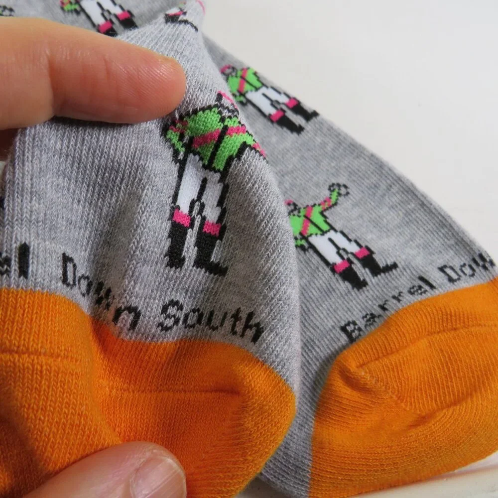 jockey socks heather gray w green and orange accents Equine Jockey Horse Racing